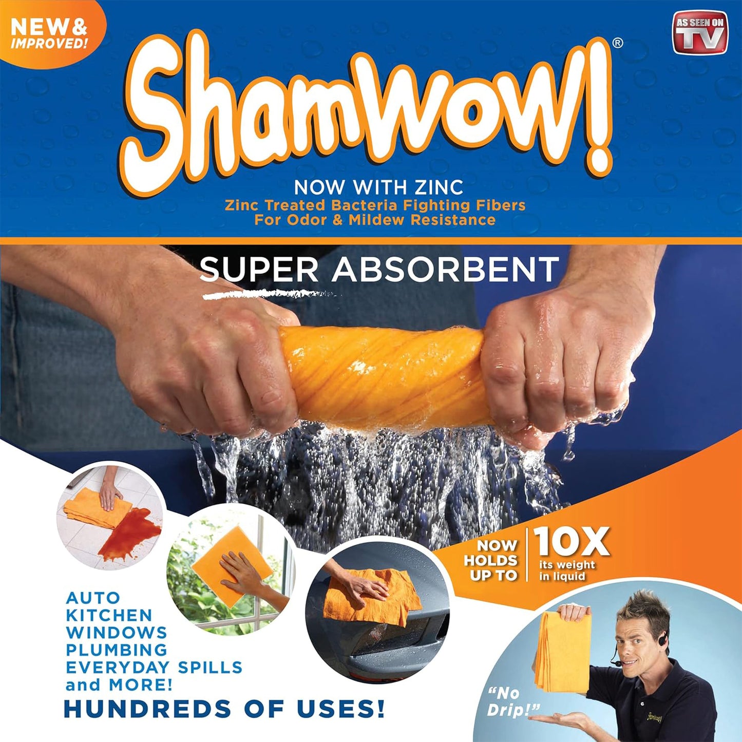The Original ShamWow Absorbent Multi-Purpose Cleaning Shammy Towel Cloth
